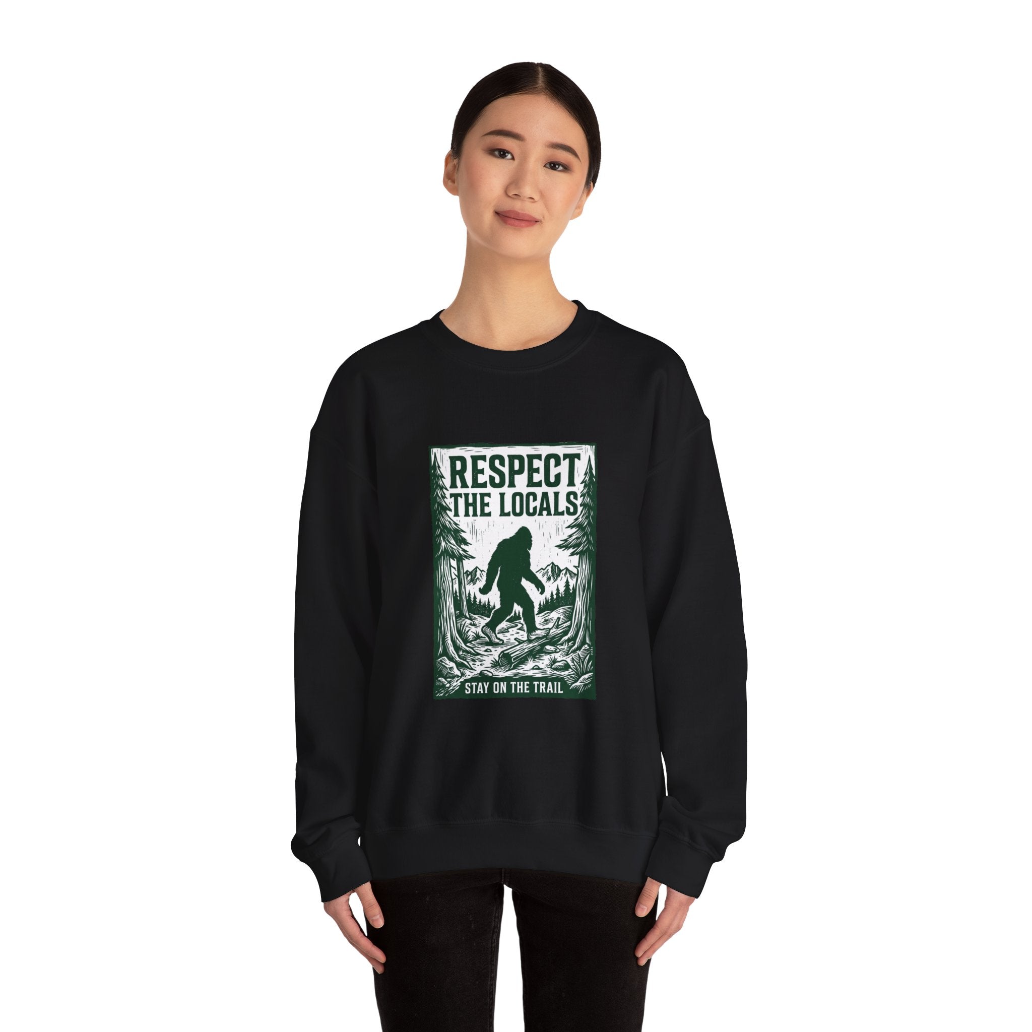 Respect The Locals Sasquatch sweatshirt | vintage national park style, Sasquatch forest graphic