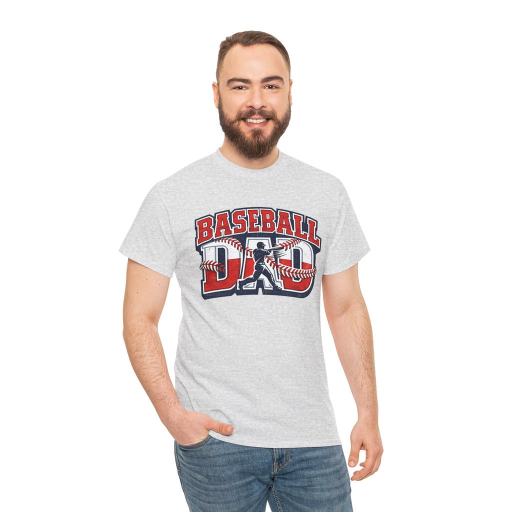 Baseball Dad Tee | Batter Silhouette, Red Blue Vintage Sport Typography