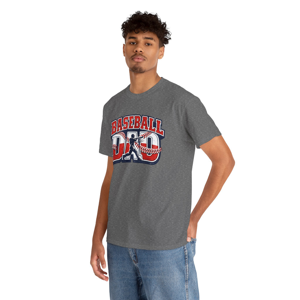 Baseball Dad Tee | Batter Silhouette, Red Blue Vintage Sport Typography