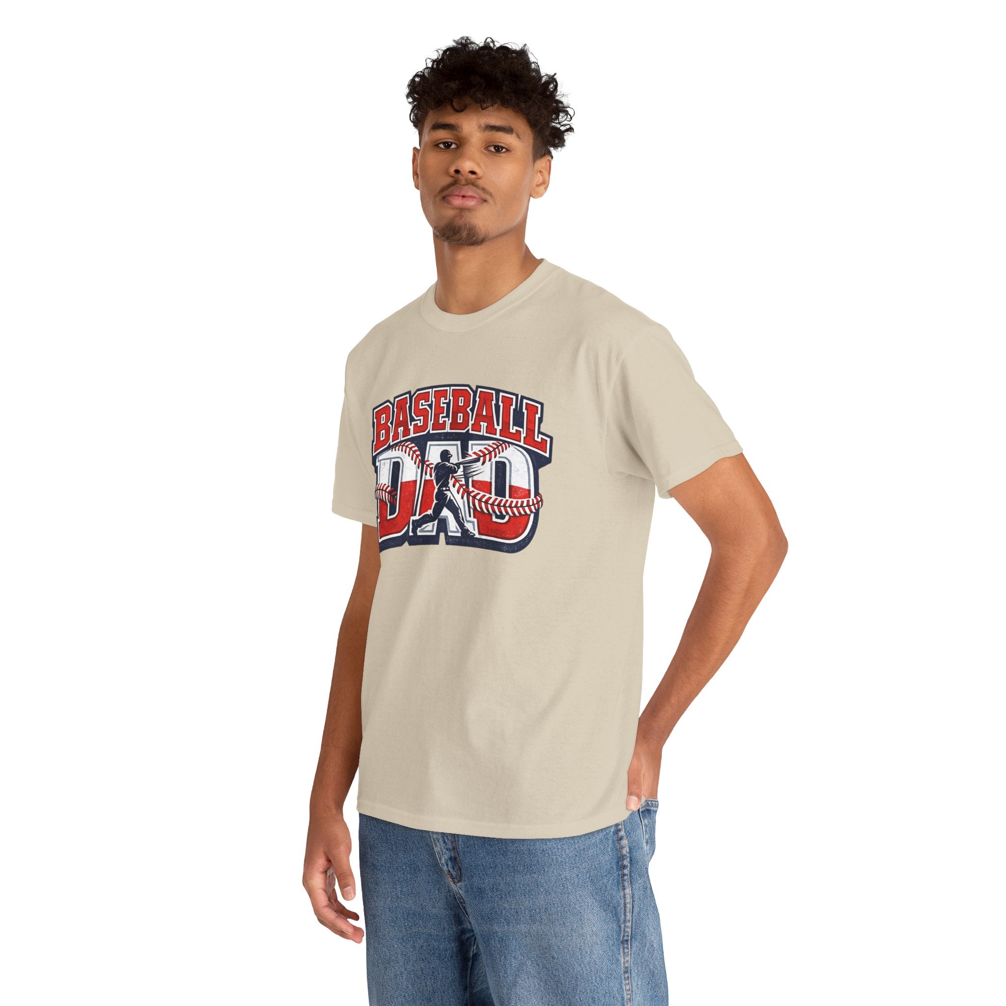 Baseball Dad Tee | Batter Silhouette, Red Blue Vintage Sport Typography