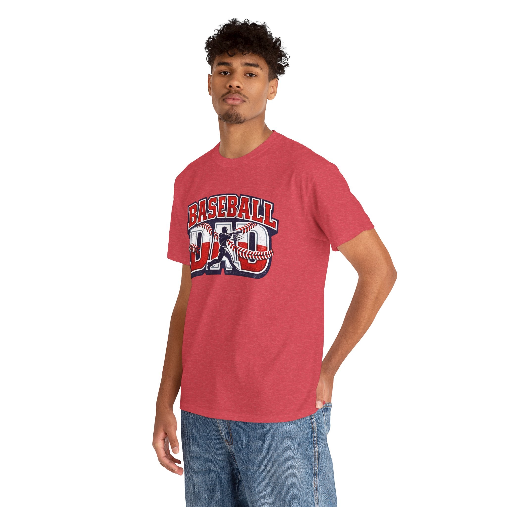 Baseball Dad Tee | Batter Silhouette, Red Blue Vintage Sport Typography