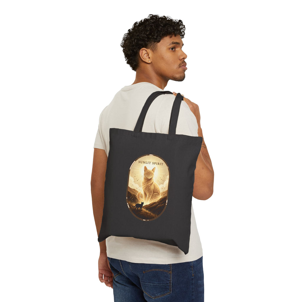 Sunlit Spirit Cat Tote | Vintage Fantasy Cat Illustration, Canvas Tote
