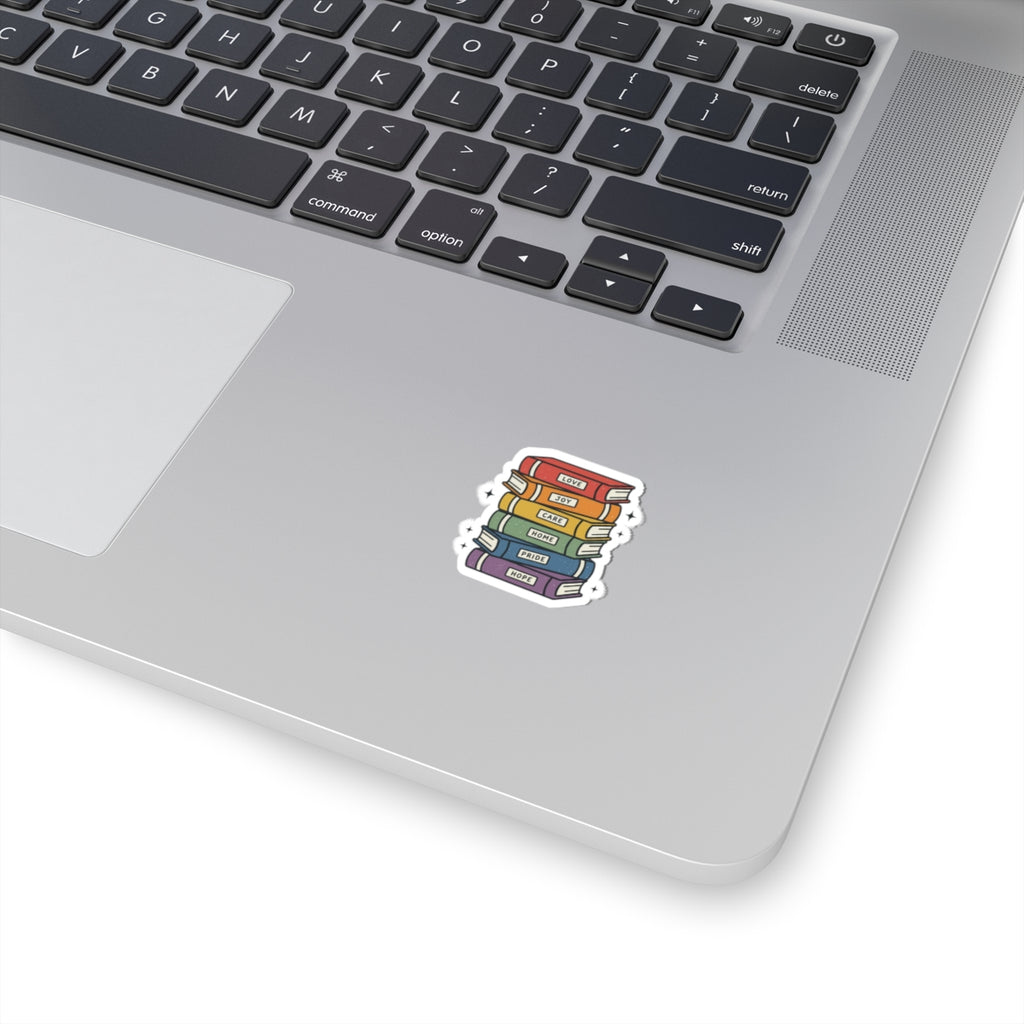 Rainbow Book Stack Kiss-Cut Stickers | Pride, Affirmation, Retro Rainbow