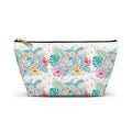 Watercolor Sea Turtle Floral Accessory Pouch | T-Bottom