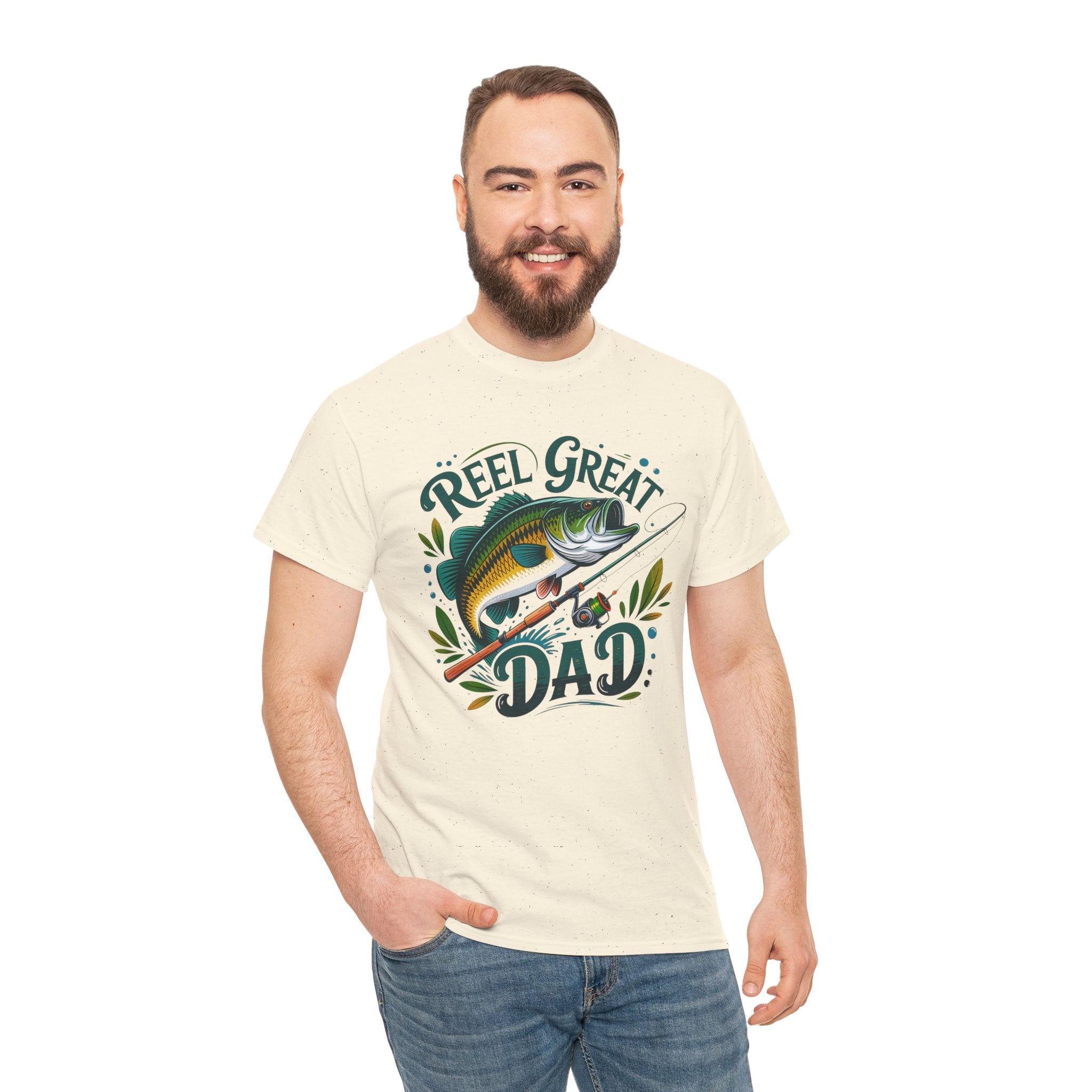Reel Great Dad T-Shirt | Fishing Dad Tee, Bass Fish Graphic Shirt