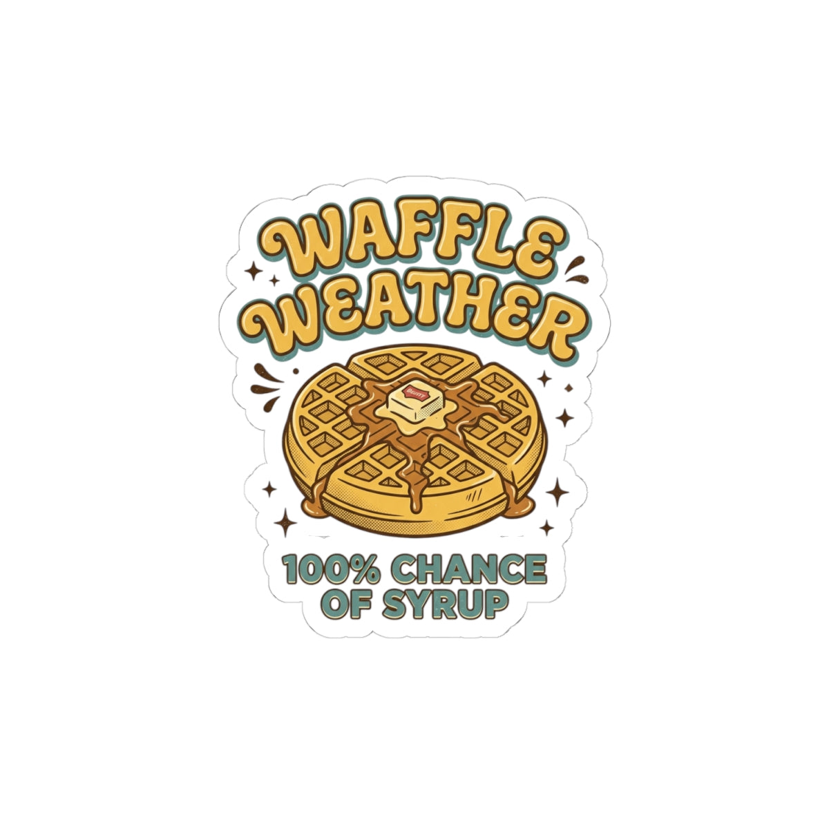 Waffle Weather Sticker | Retro Diner Breakfast Graphic, Vintage Food