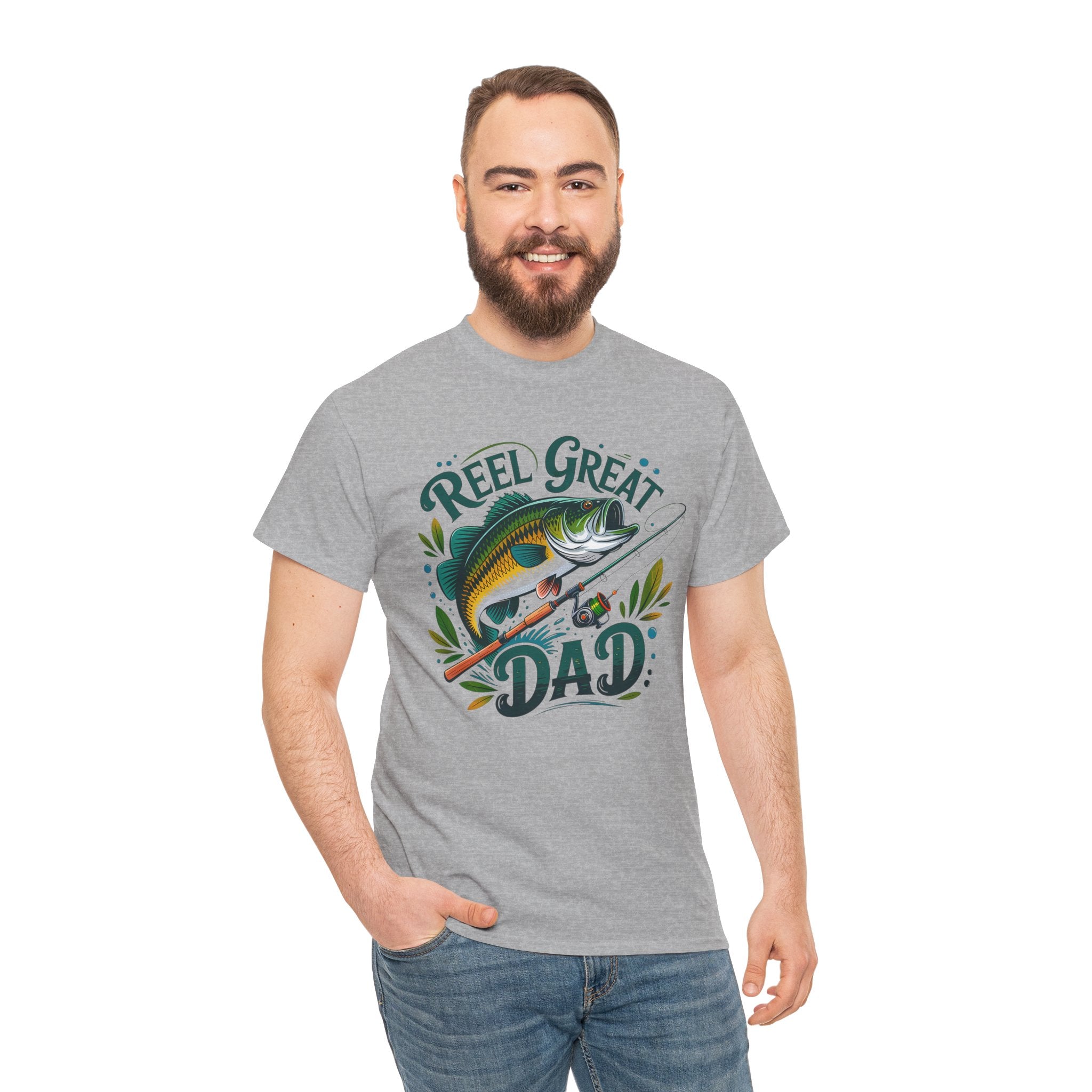 Reel Great Dad T-Shirt | Fishing Dad Tee, Bass Fish Graphic Shirt