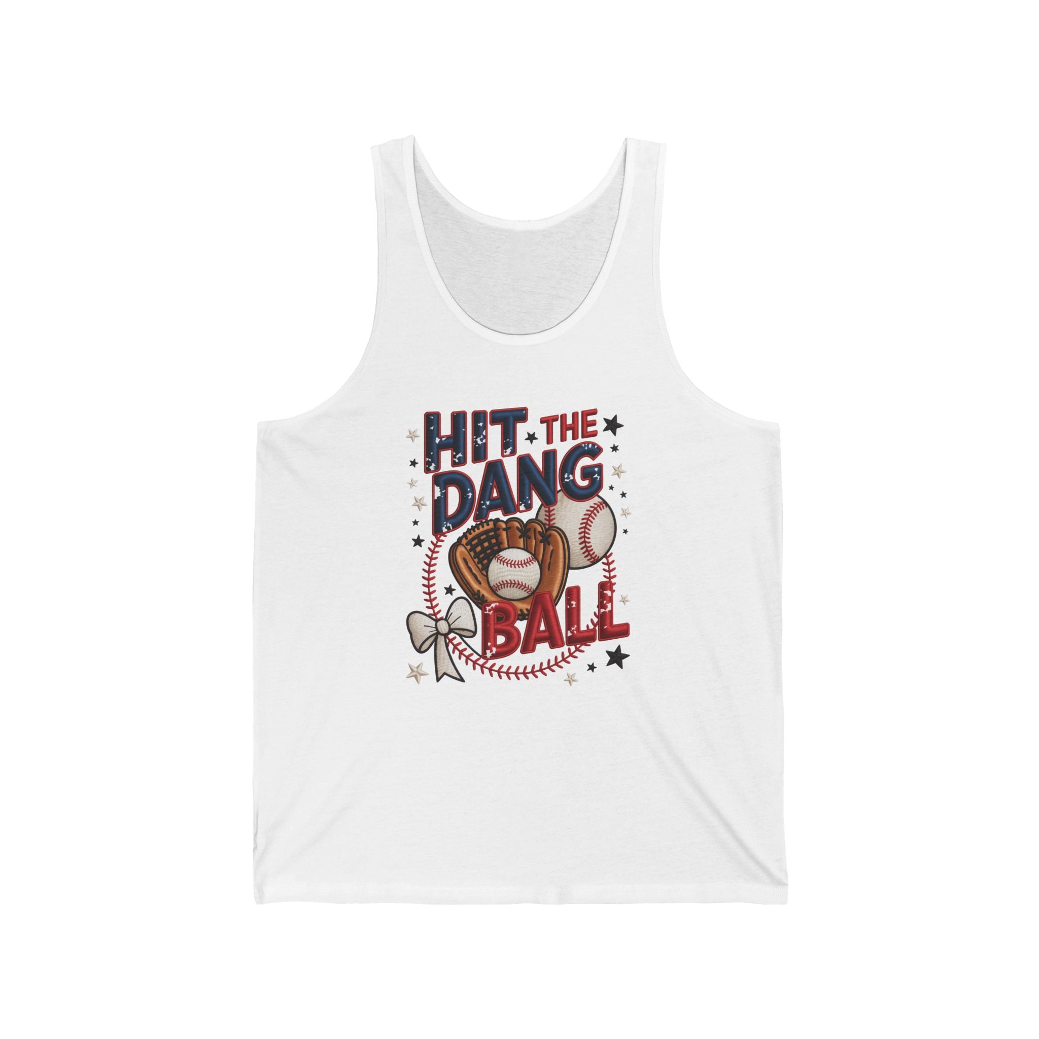 Hit the Dang Ball Tank Top | Baseball Glove, Bat, Retro Sports Design