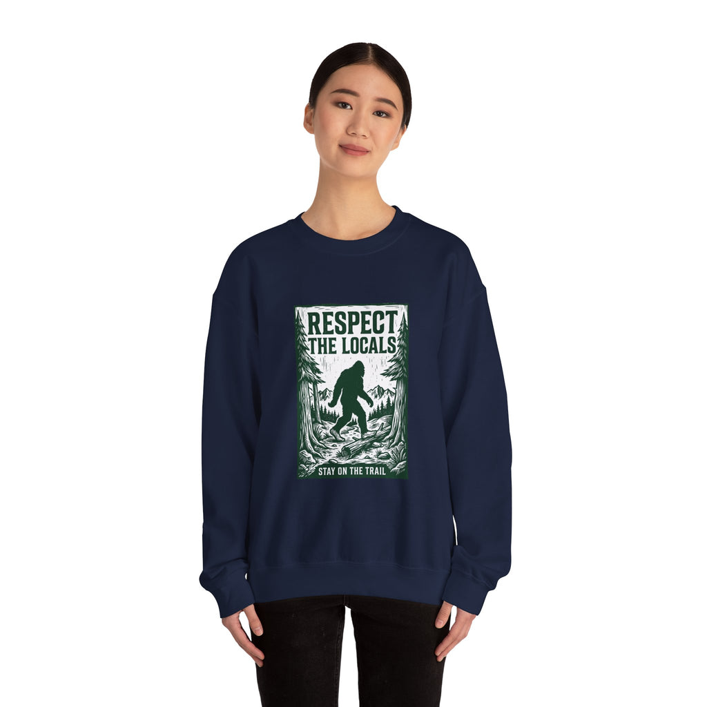 Respect The Locals Sasquatch sweatshirt | vintage national park style, Sasquatch forest graphic