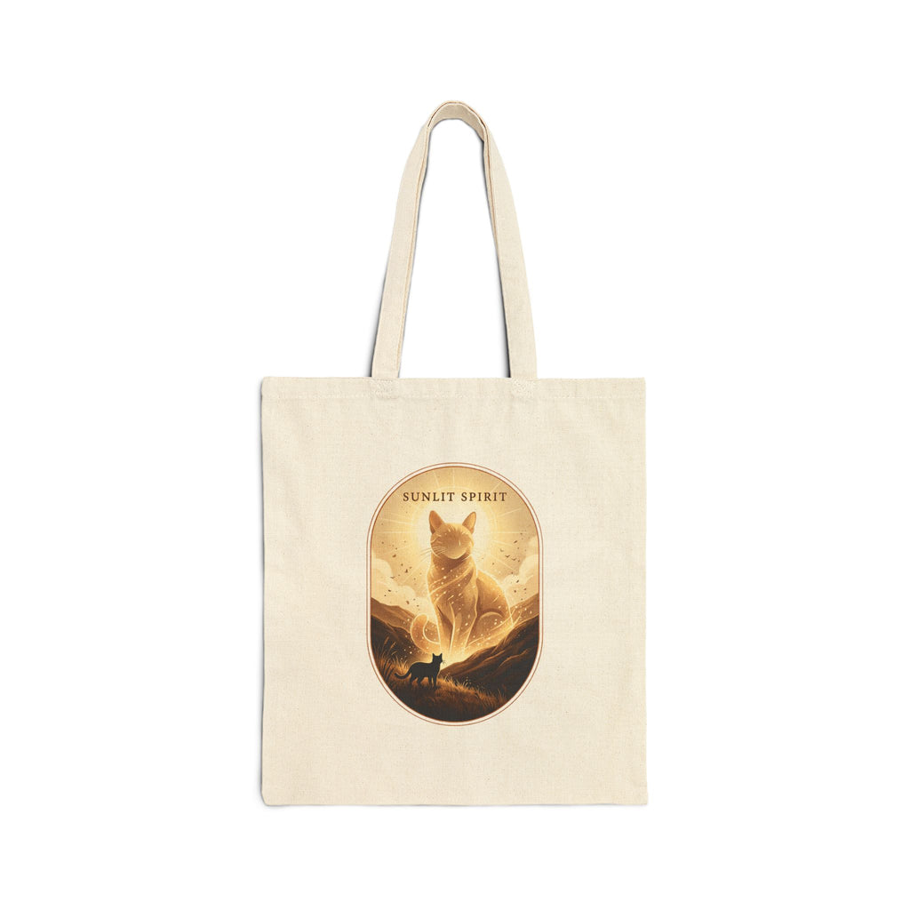 Sunlit Spirit Cat Tote | Vintage Fantasy Cat Illustration, Canvas Tote