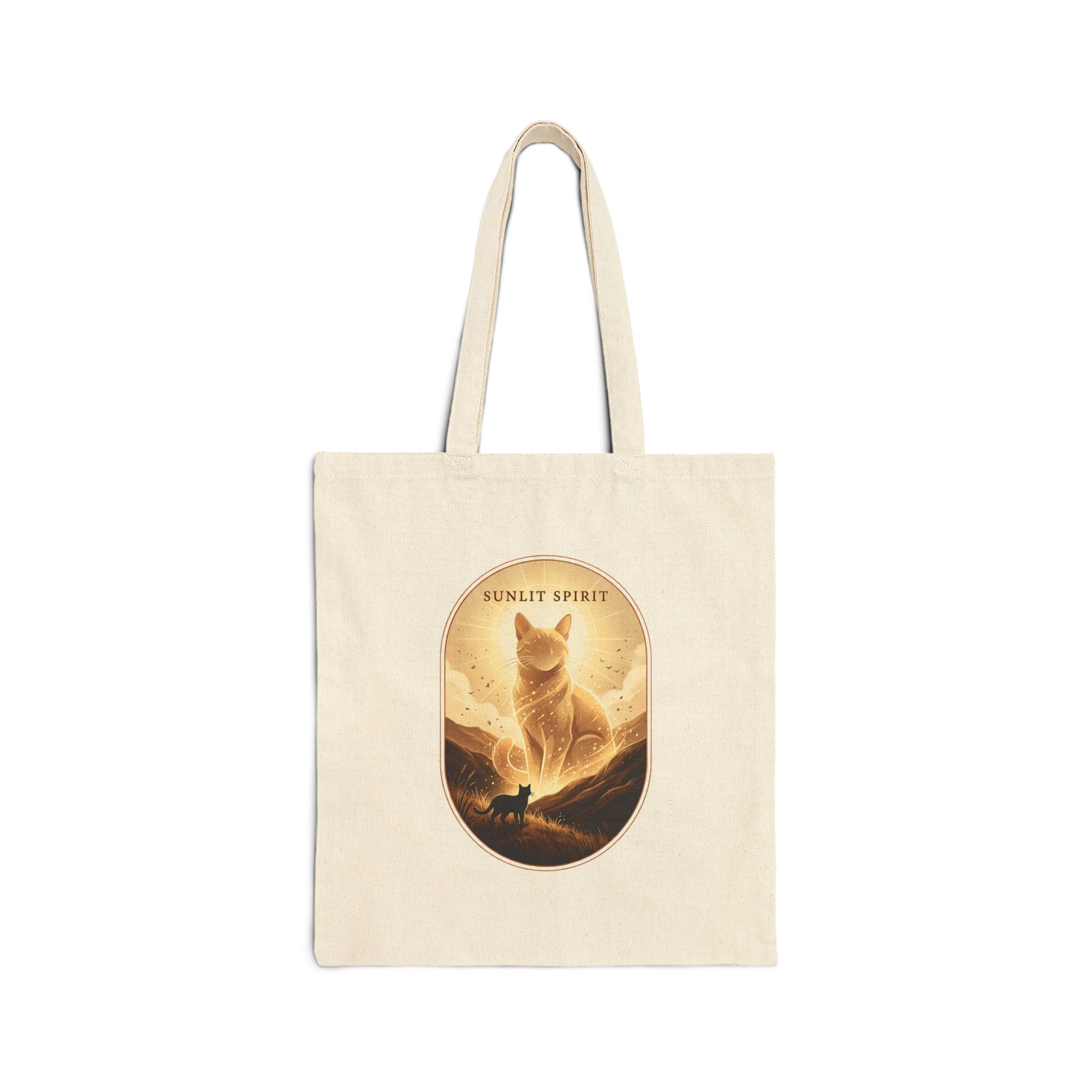 Sunlit Spirit Cat Tote | Vintage Fantasy Cat Illustration, Canvas Tote