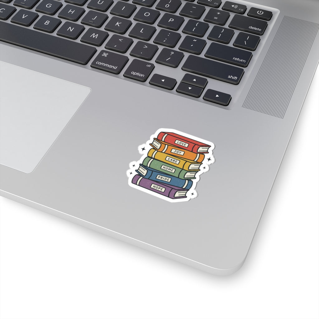 Rainbow Book Stack Kiss-Cut Stickers | Pride, Affirmation, Retro Rainbow