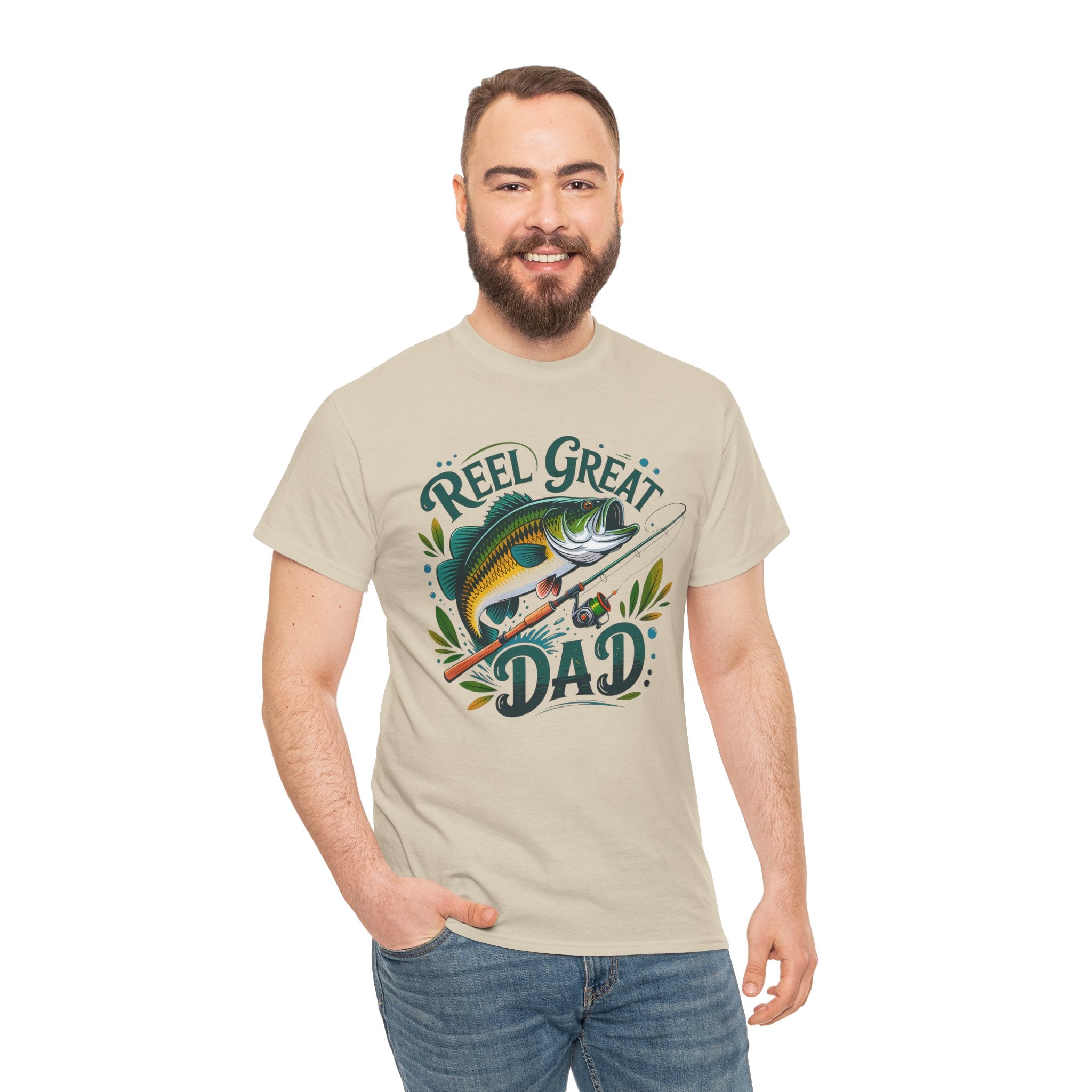 Reel Great Dad T-Shirt | Fishing Dad Tee, Bass Fish Graphic Shirt