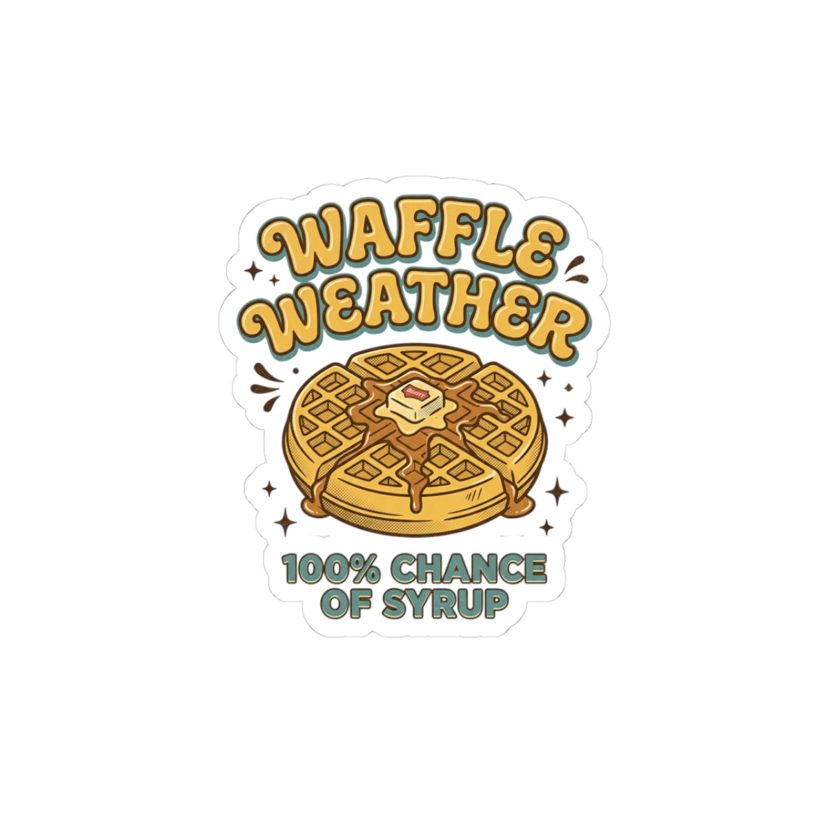 Waffle Weather Sticker | Retro Diner Breakfast Graphic, Vintage Food