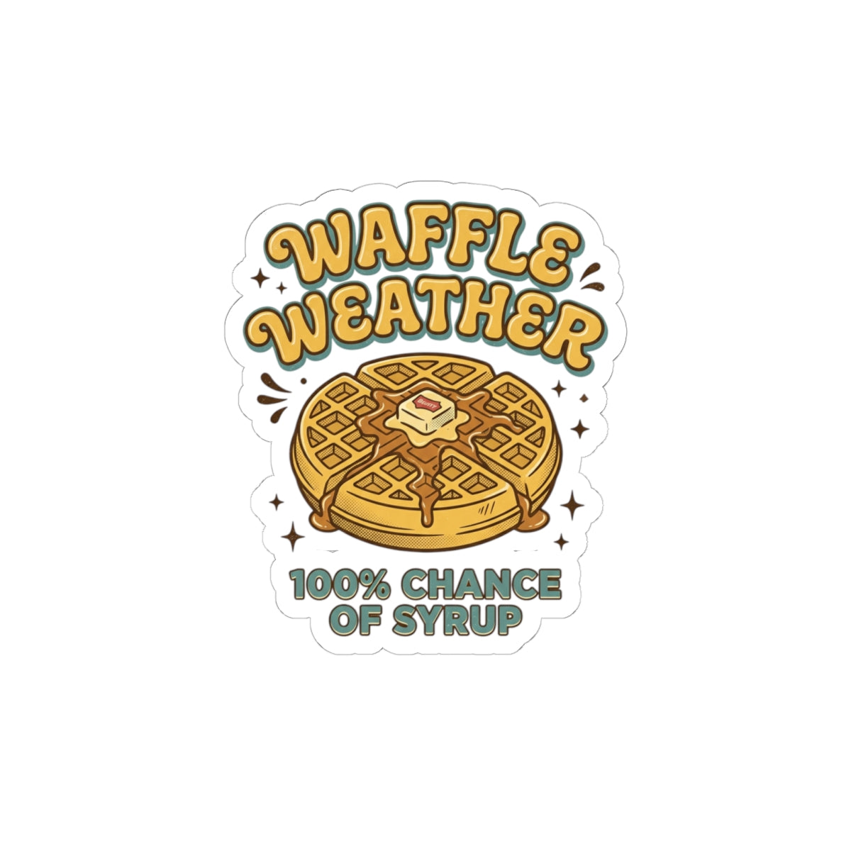 Waffle Weather Sticker | Retro Diner Breakfast Graphic, Vintage Food