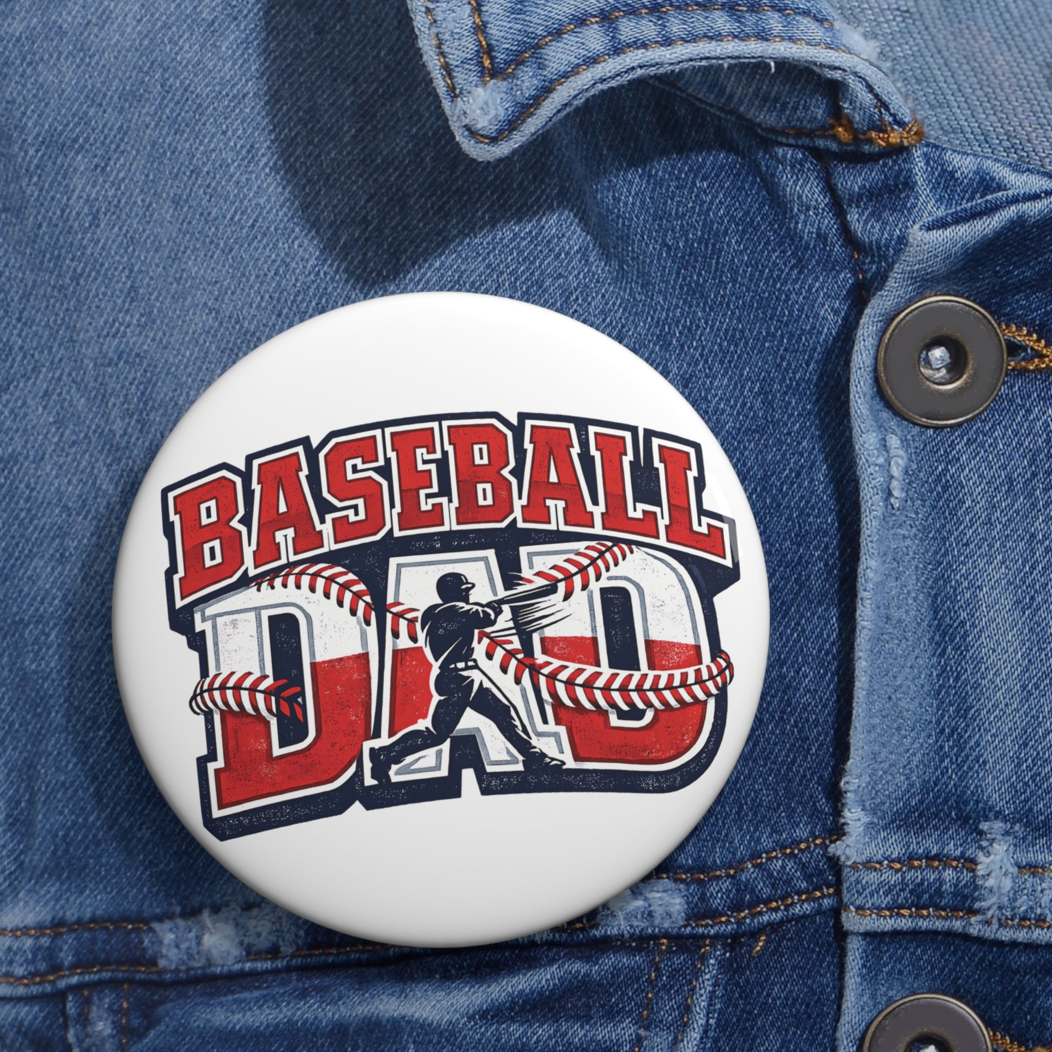 Baseball Dad Pin Button | Custom Baseball Button, Team Sports Badge