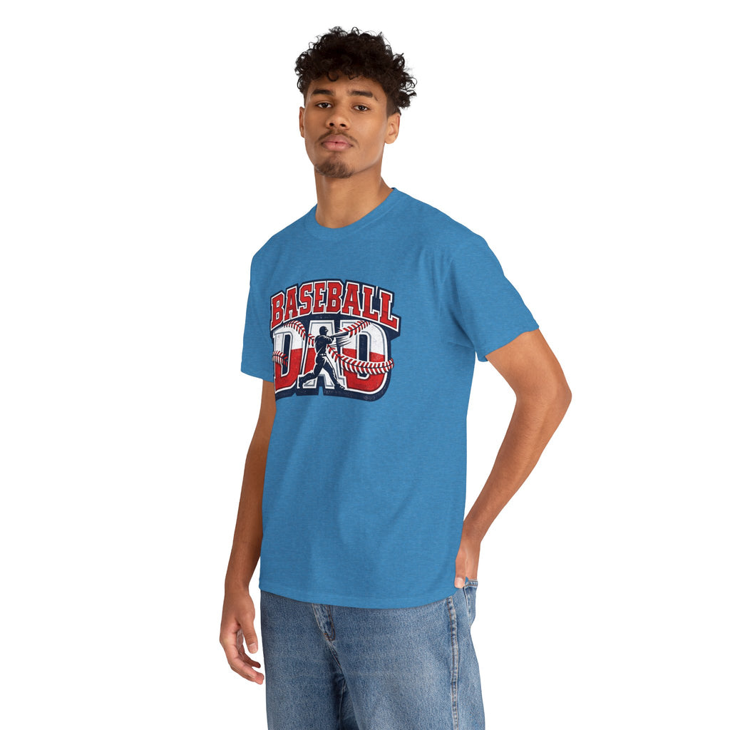 Baseball Dad Tee | Batter Silhouette, Red Blue Vintage Sport Typography