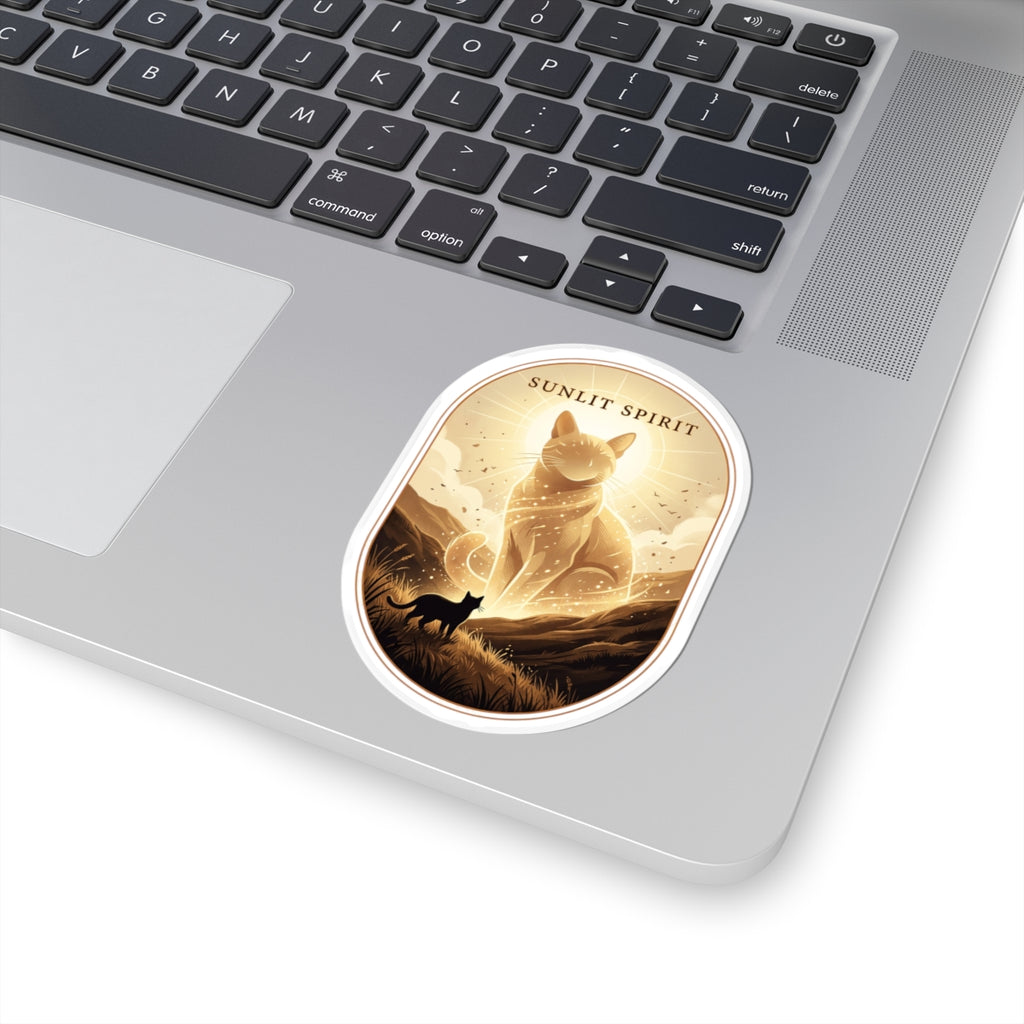 Sunlit Spirit Cat Sticker | Whimsical Fantasy, Retro Folk Illustration