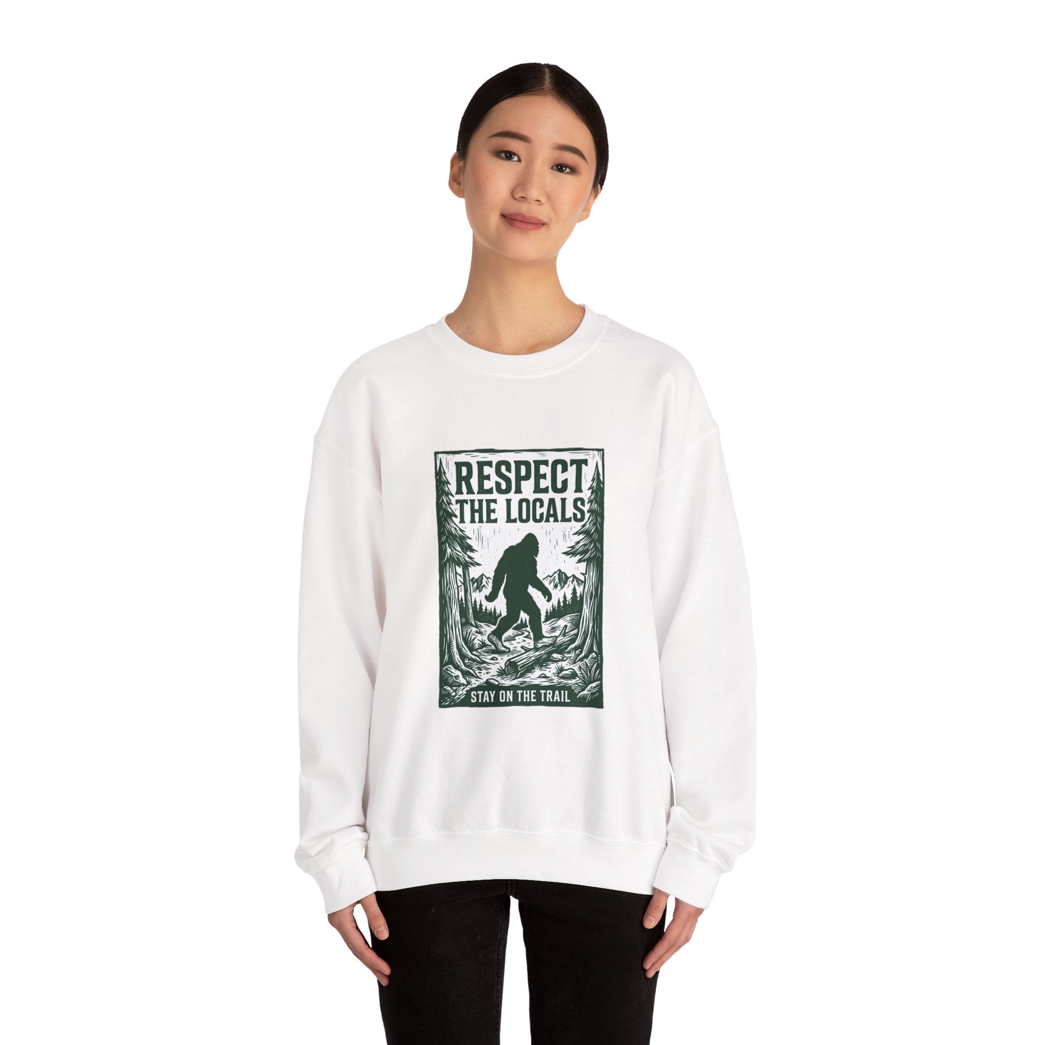Respect The Locals Sasquatch sweatshirt | vintage national park style, Sasquatch forest graphic