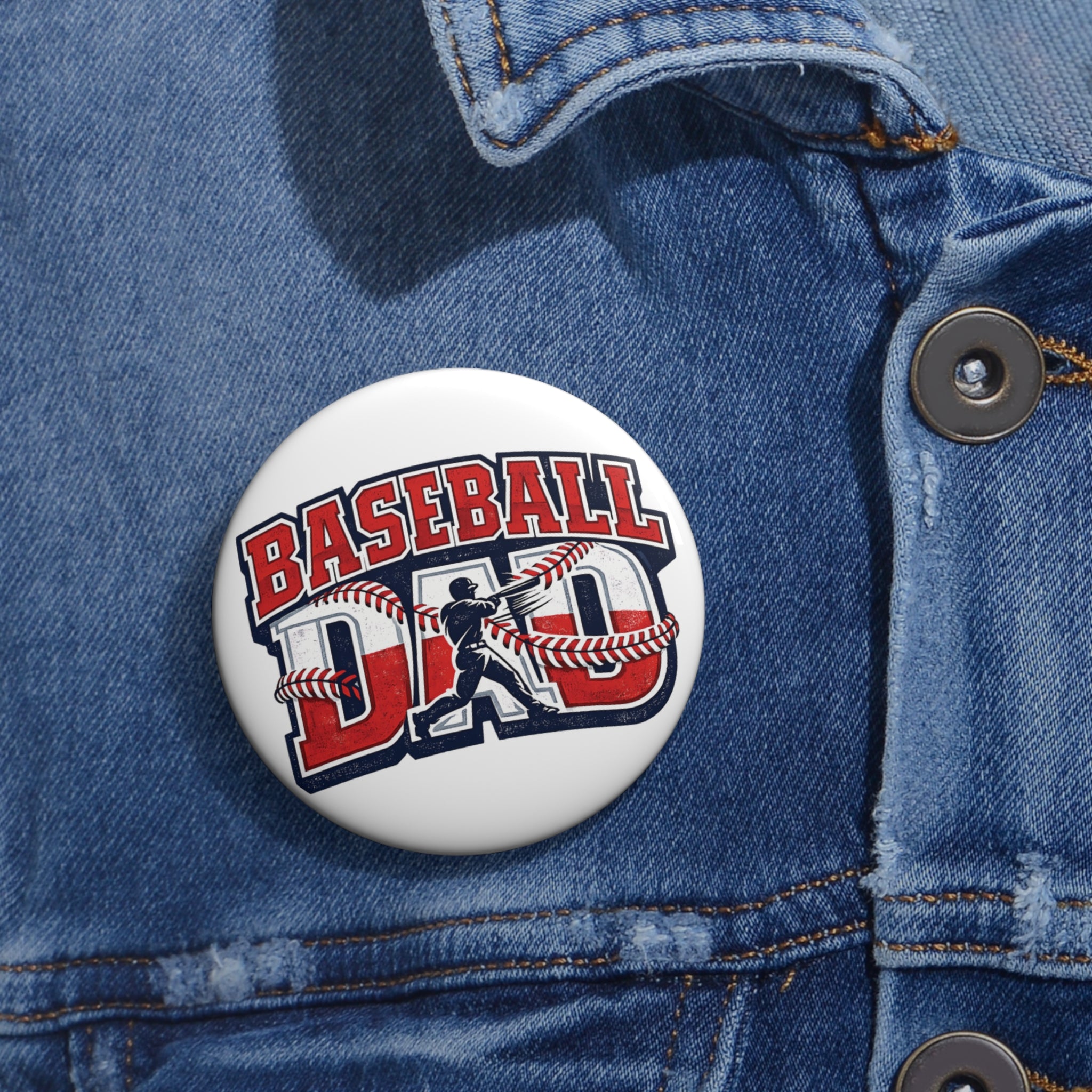 Baseball Dad Pin Button | Custom Baseball Button, Team Sports Badge