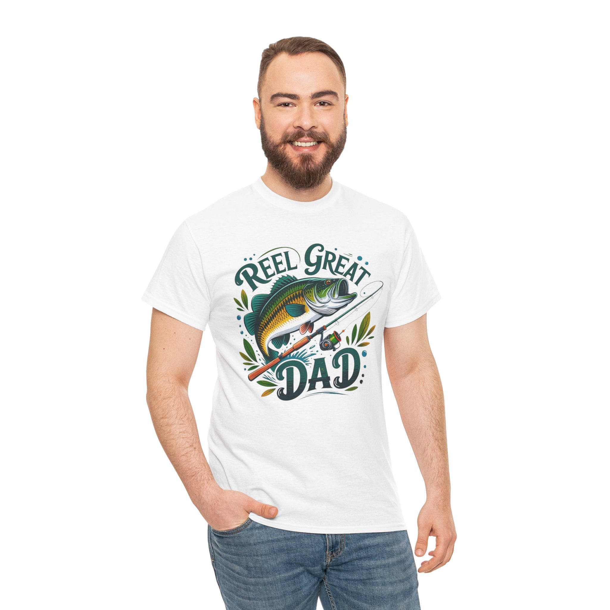 Reel Great Dad T-Shirt | Fishing Dad Tee, Bass Fish Graphic Shirt