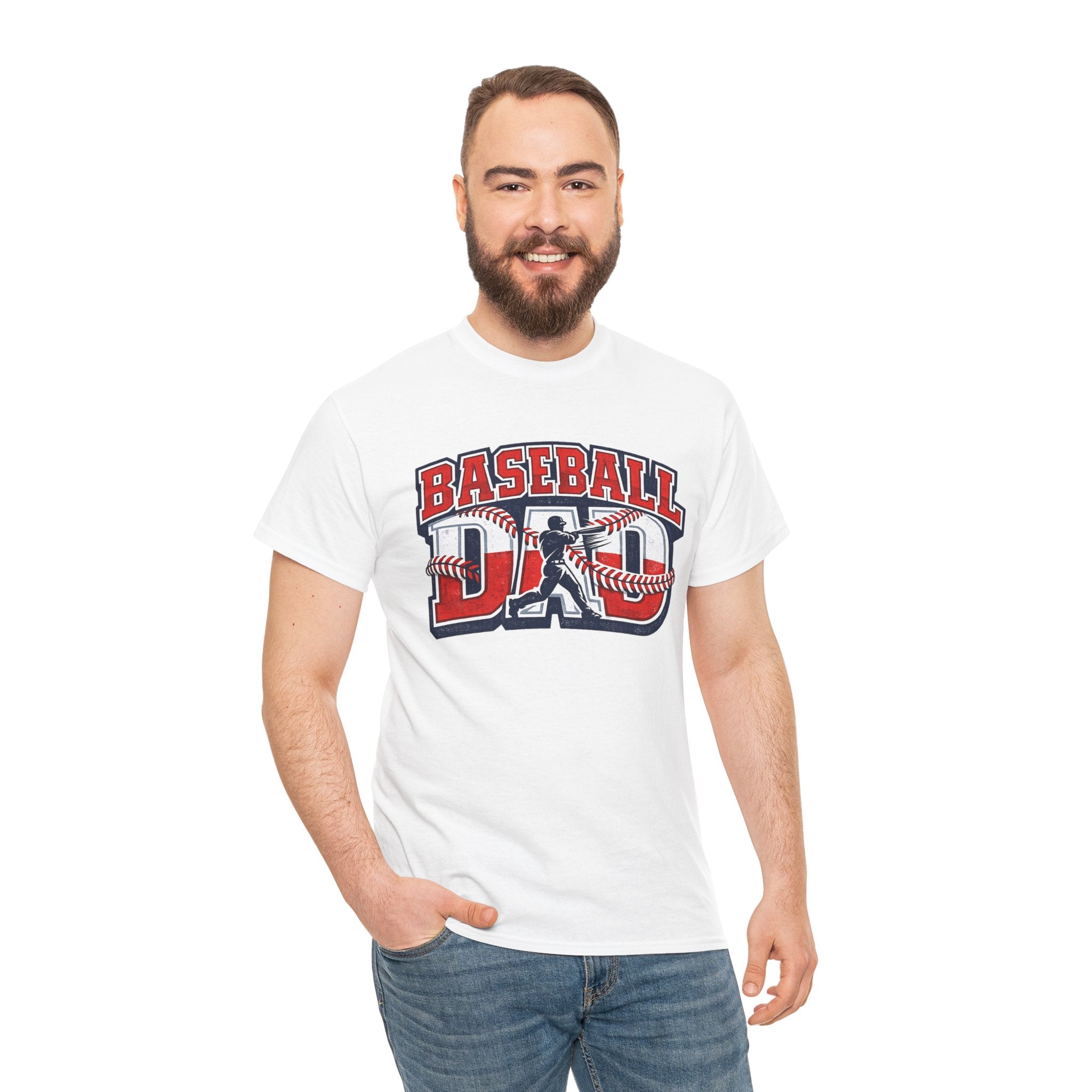 Baseball Dad Tee | Batter Silhouette, Red Blue Vintage Sport Typography