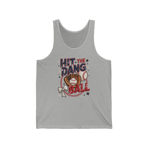 Hit the Dang Ball Tank Top | Baseball Glove, Bat, Retro Sports Design