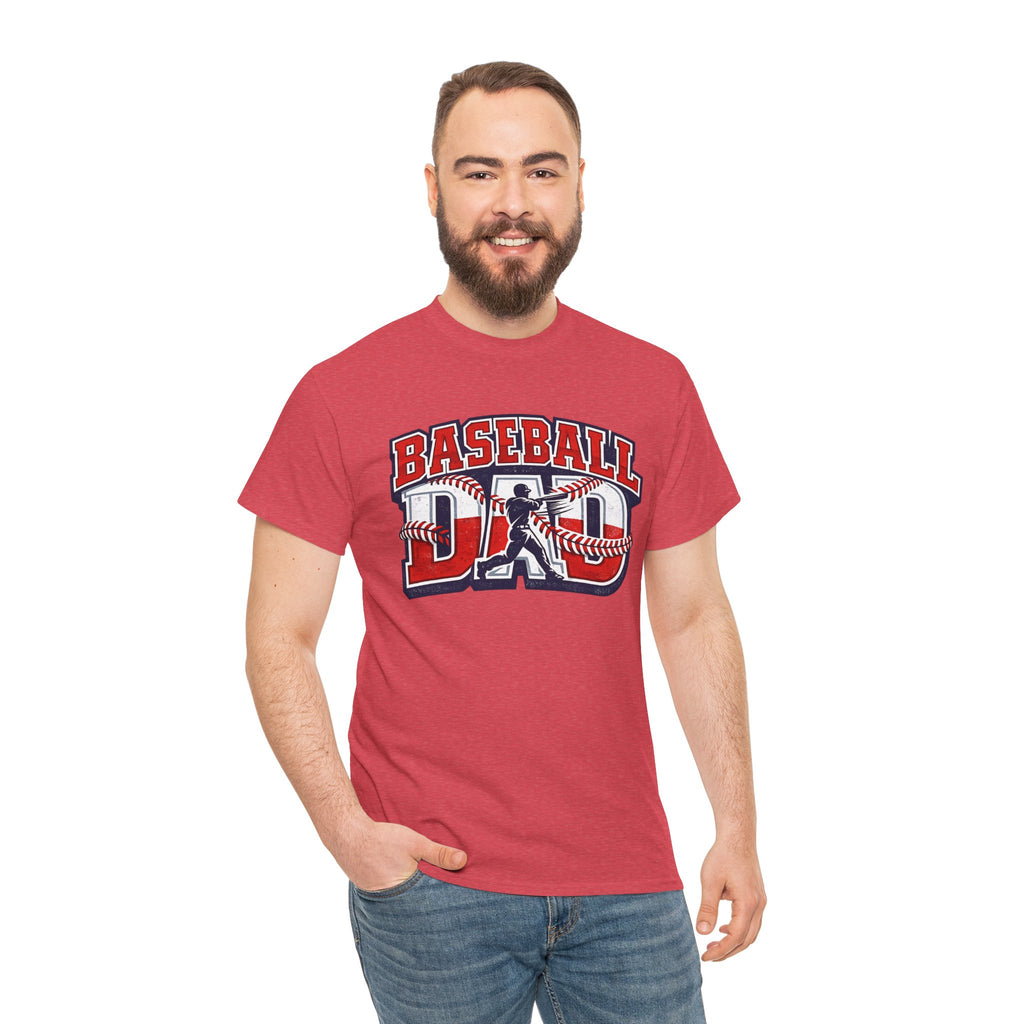 Baseball Dad Tee | Batter Silhouette, Red Blue Vintage Sport Typography