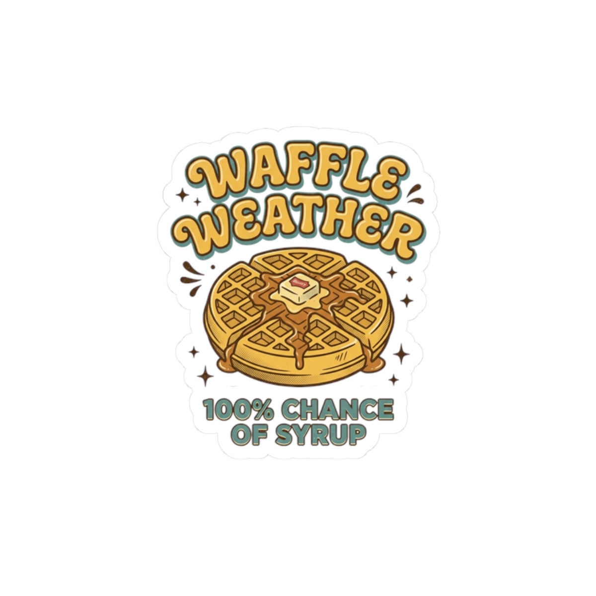 Waffle Weather Sticker | Retro Diner Breakfast Graphic, Vintage Food