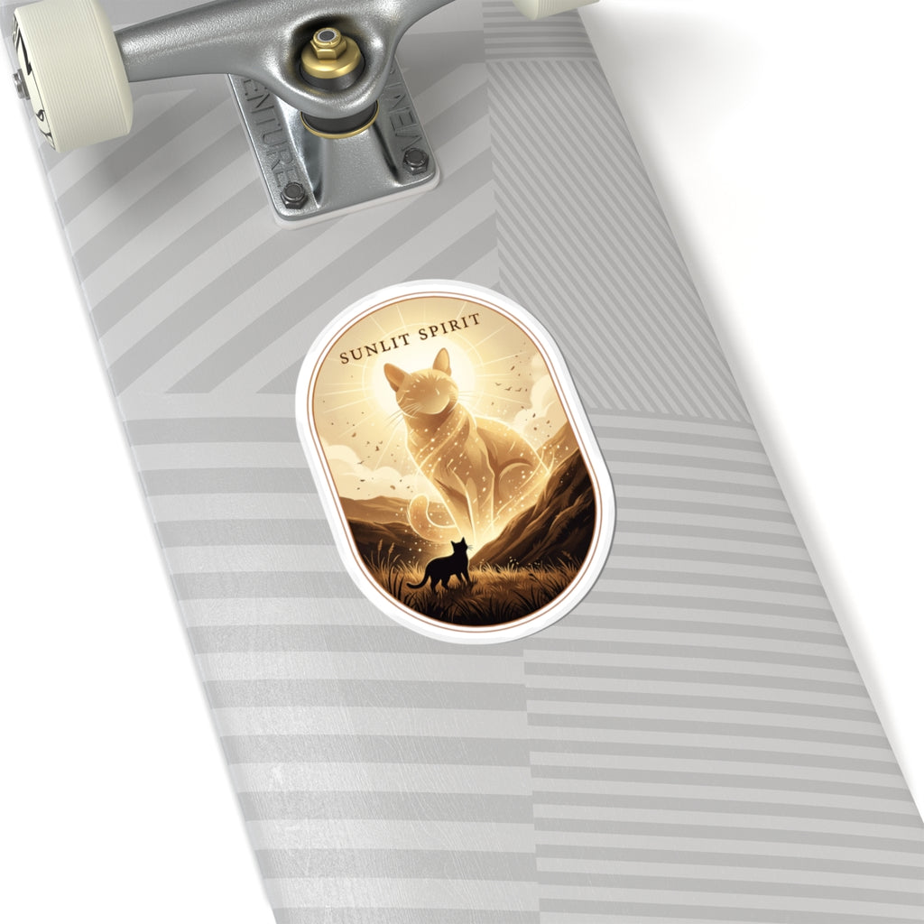 Sunlit Spirit Cat Sticker | Whimsical Fantasy, Retro Folk Illustration