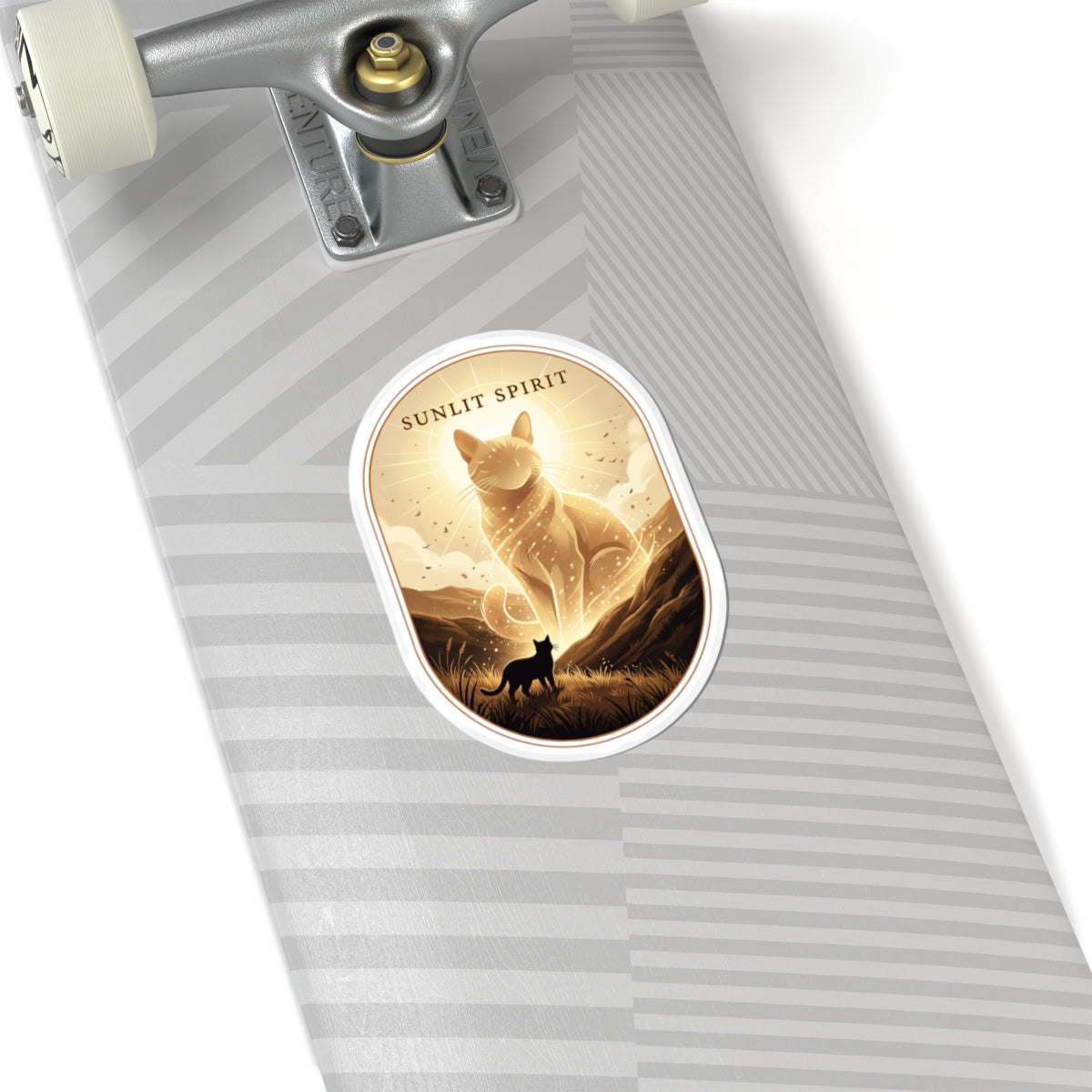 Sunlit Spirit Cat Sticker | Whimsical Fantasy, Retro Folk Illustration