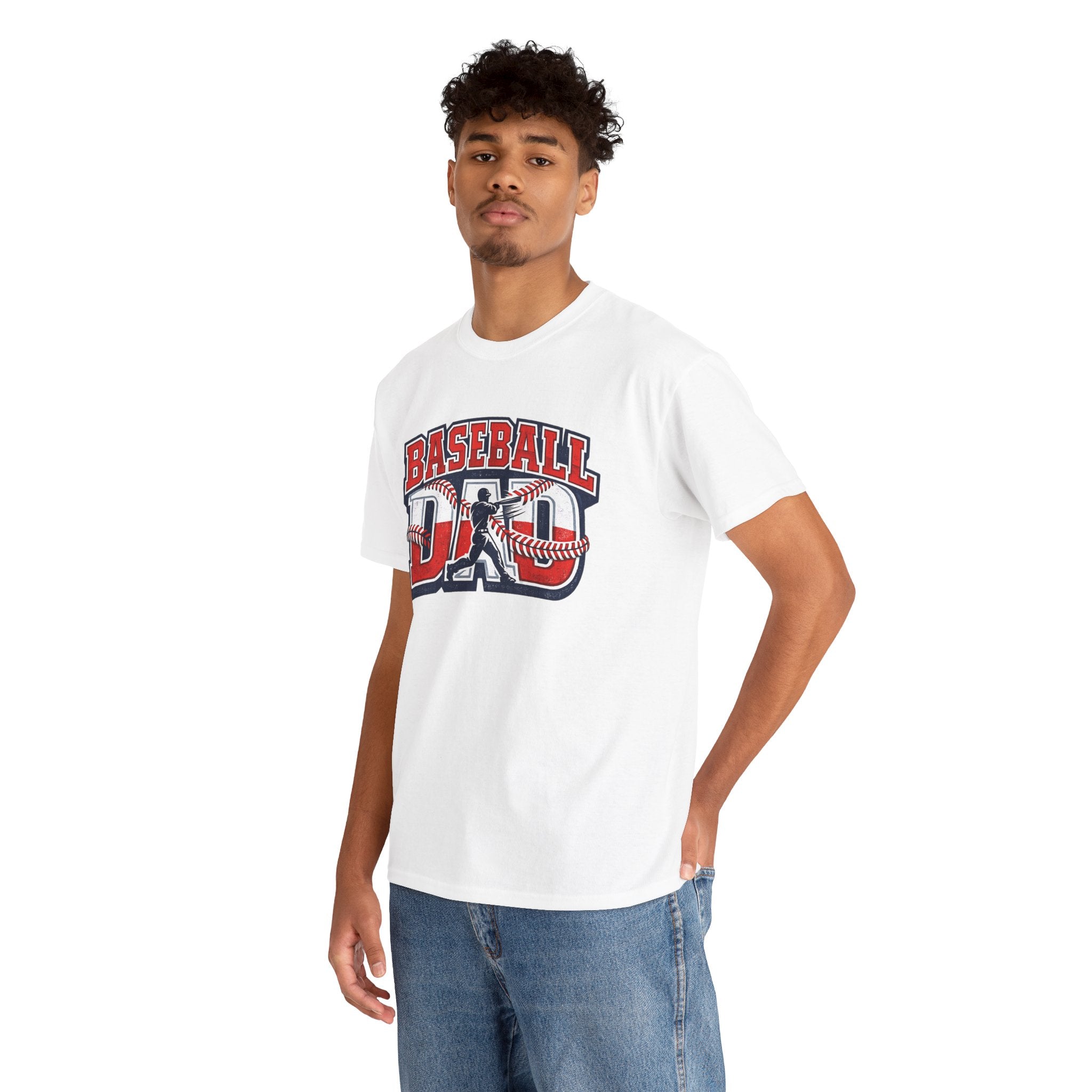 Baseball Dad Tee | Batter Silhouette, Red Blue Vintage Sport Typography