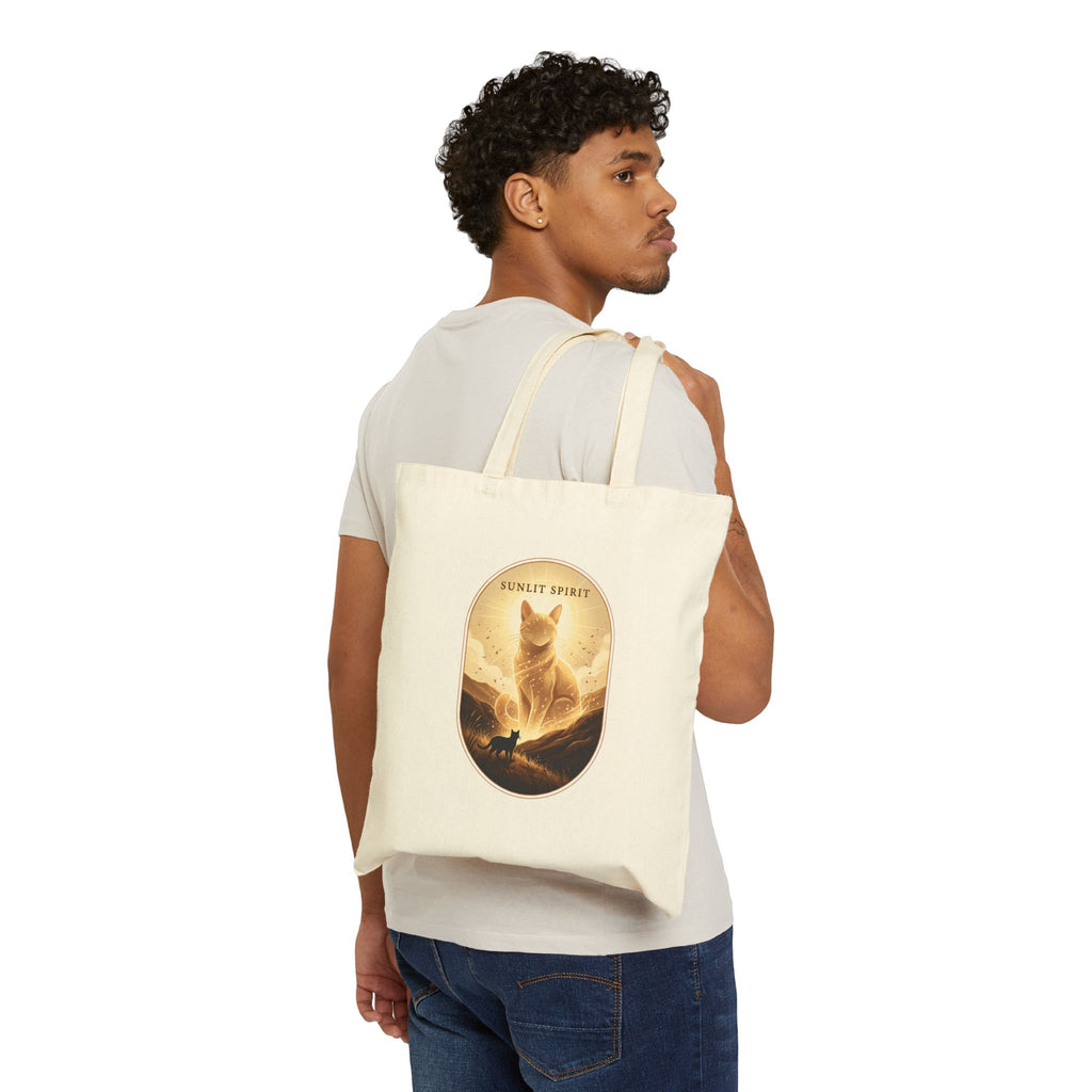 Sunlit Spirit Cat Tote | Vintage Fantasy Cat Illustration, Canvas Tote