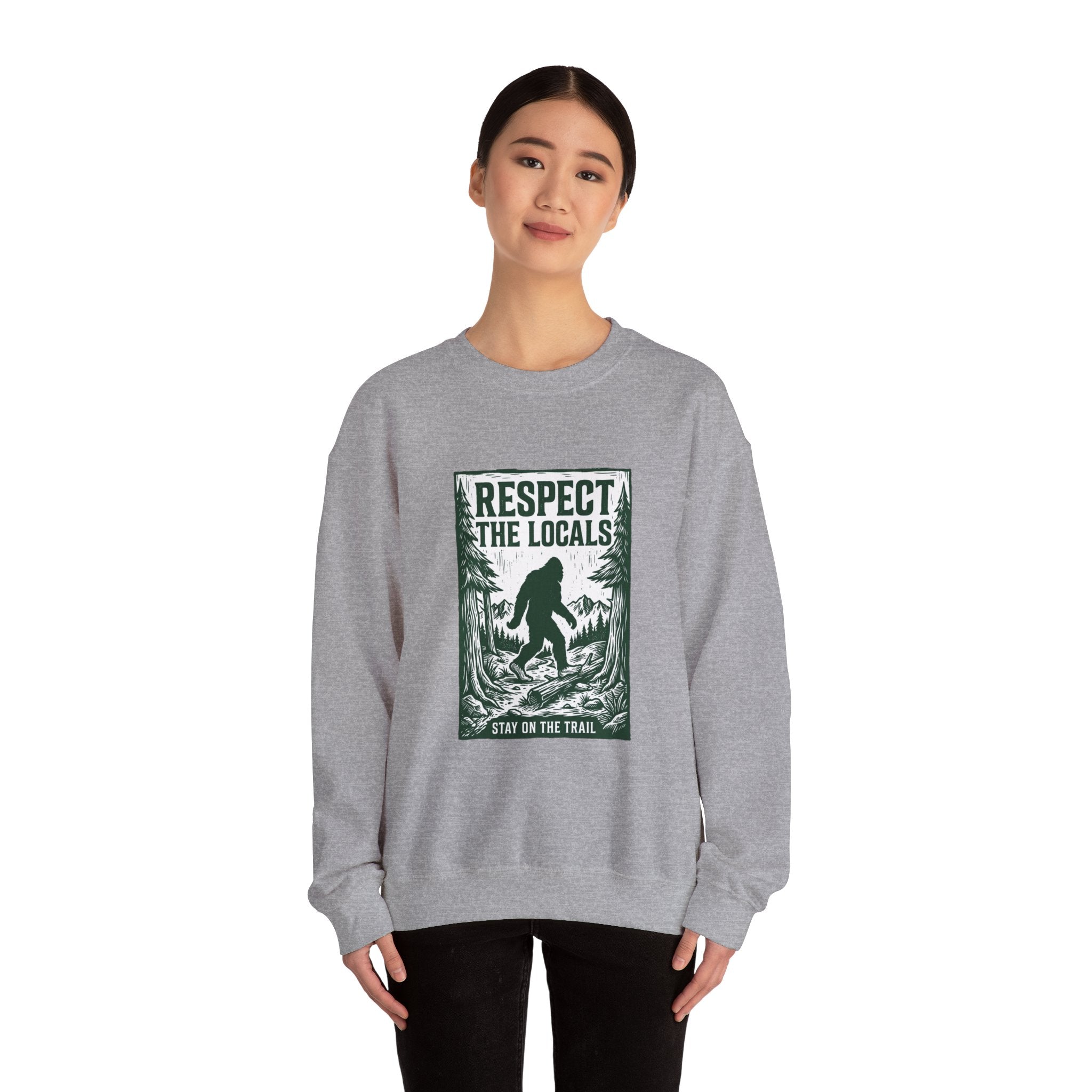 Respect The Locals Sasquatch sweatshirt | vintage national park style, Sasquatch forest graphic