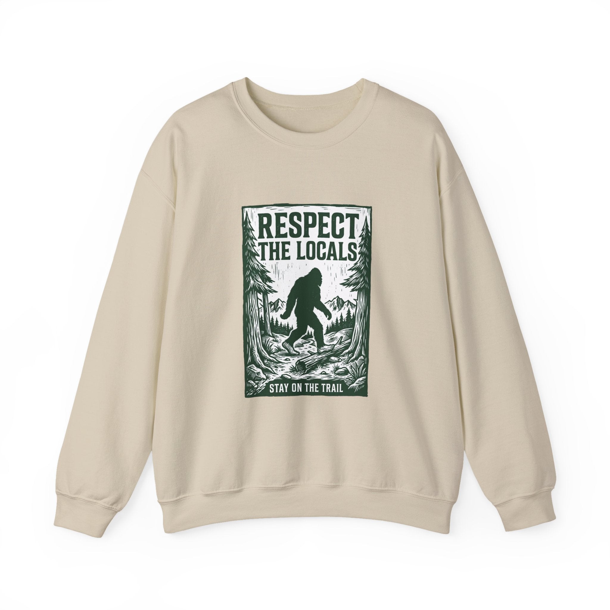 Respect The Locals Sasquatch sweatshirt | vintage national park style, Sasquatch forest graphic