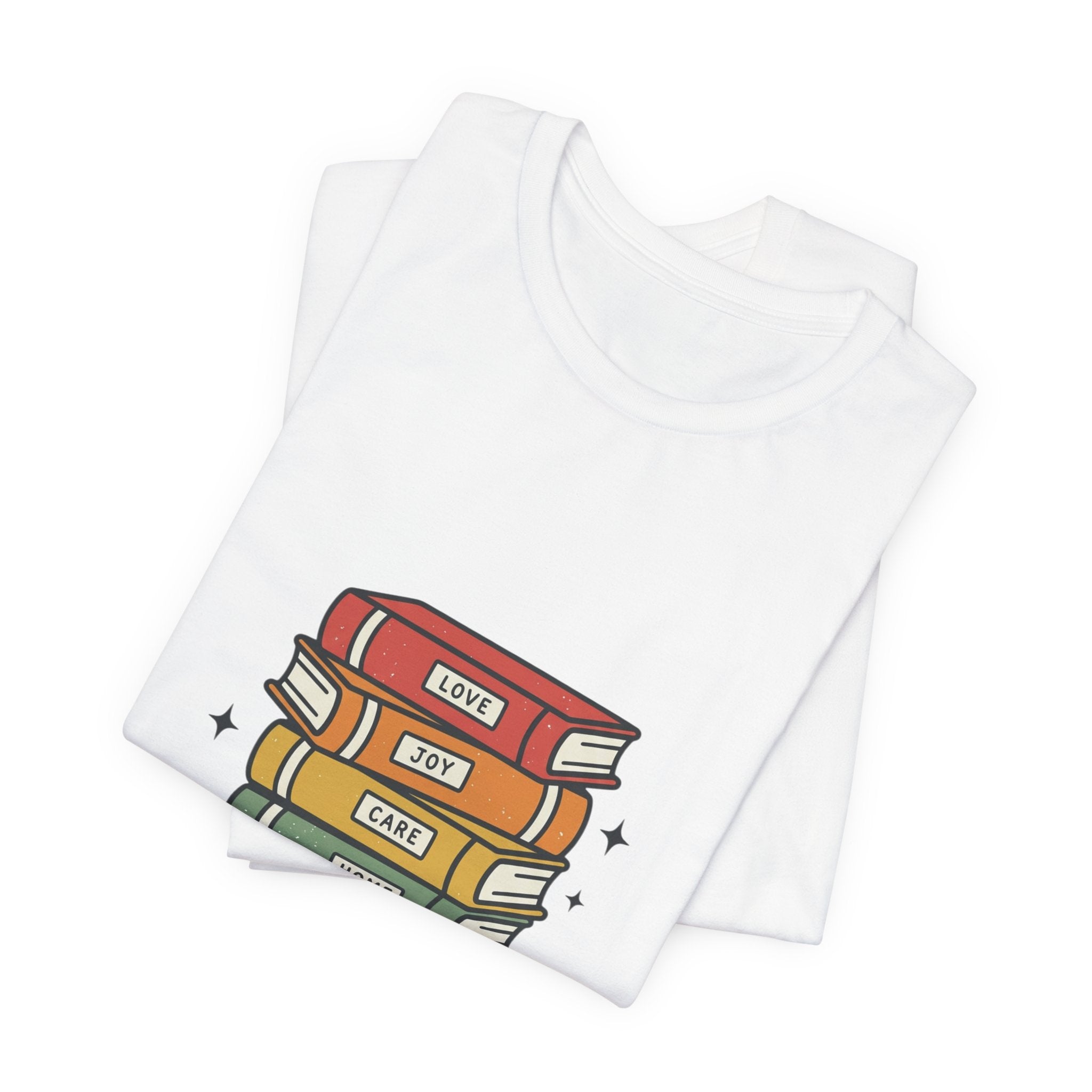 Rainbow Book Stack T-Shirt | Pride graphic, queer affirming tee