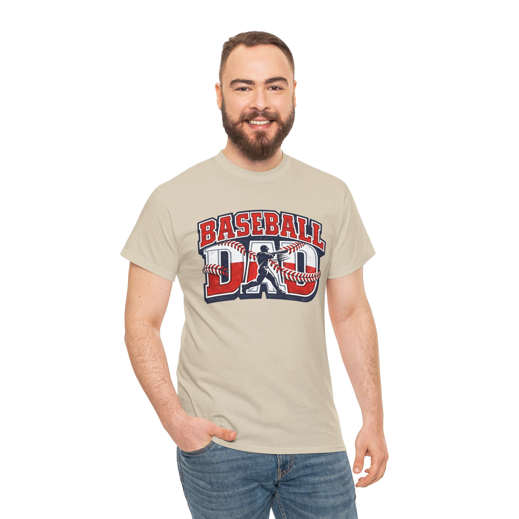 Baseball Dad Tee | Batter Silhouette, Red Blue Vintage Sport Typography