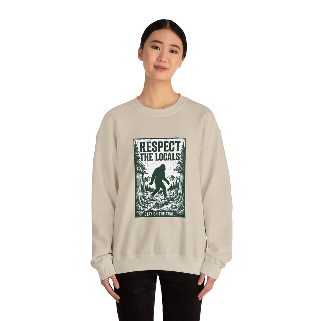 Respect The Locals Sasquatch sweatshirt | vintage national park style, Sasquatch forest graphic