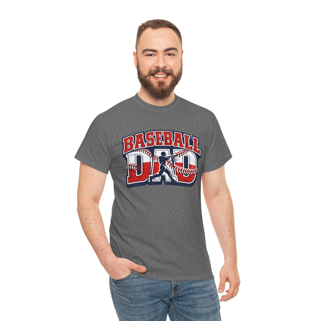Baseball Dad Tee | Batter Silhouette, Red Blue Vintage Sport Typography