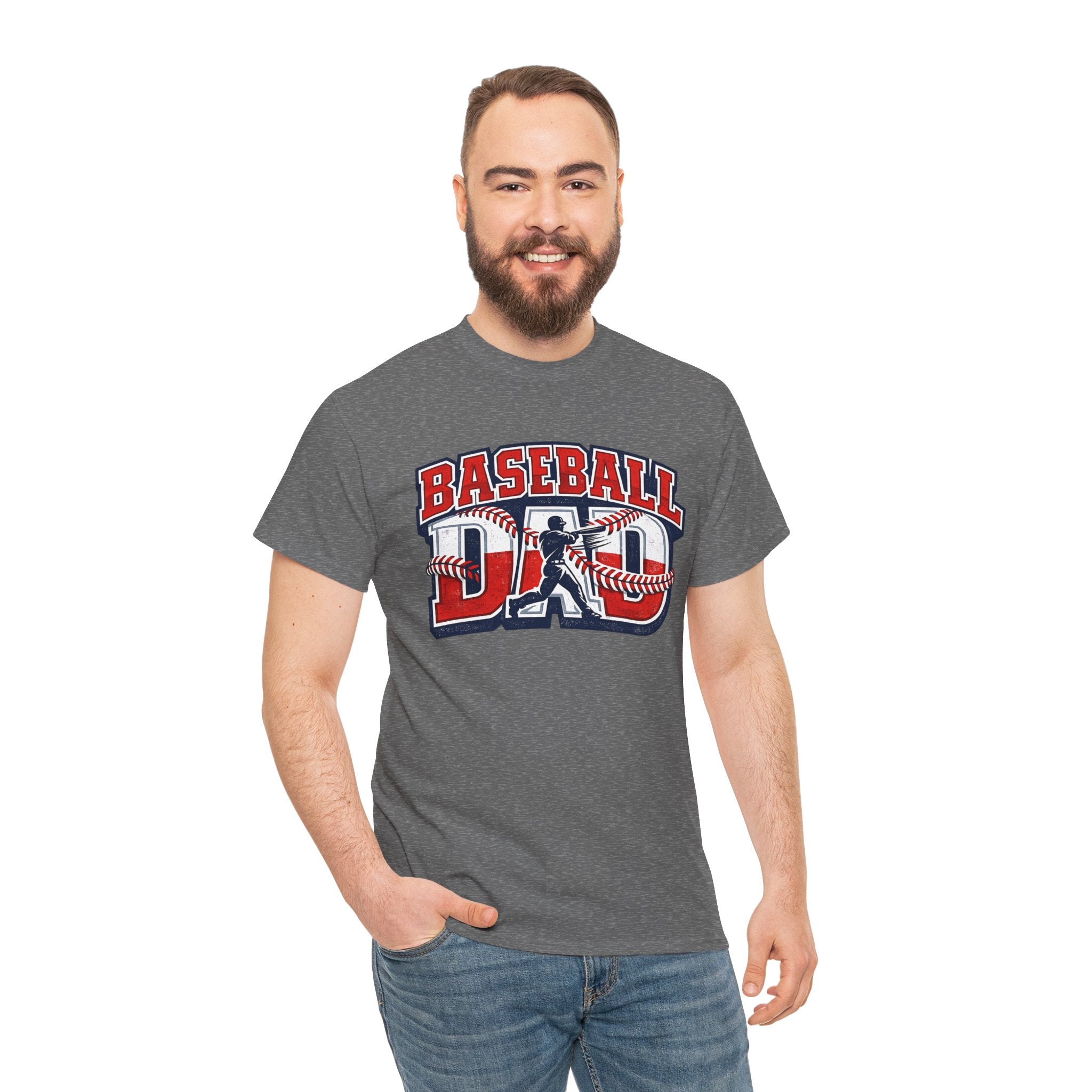 Baseball Dad Tee | Batter Silhouette, Red Blue Vintage Sport Typography