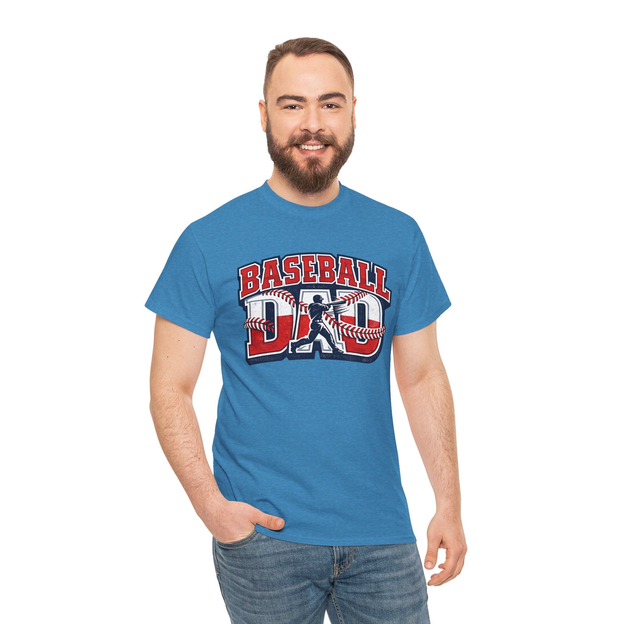 Baseball Dad Tee | Batter Silhouette, Red Blue Vintage Sport Typography